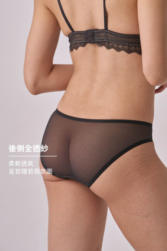 柔絲・薄蕾絲三角內褲｜灰杏