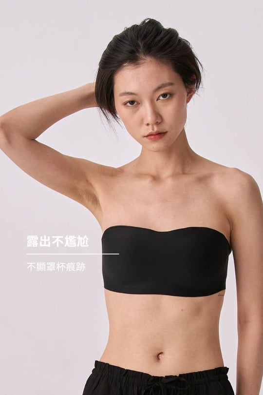 柔亮・雙層強支撐平口內衣｜黑色