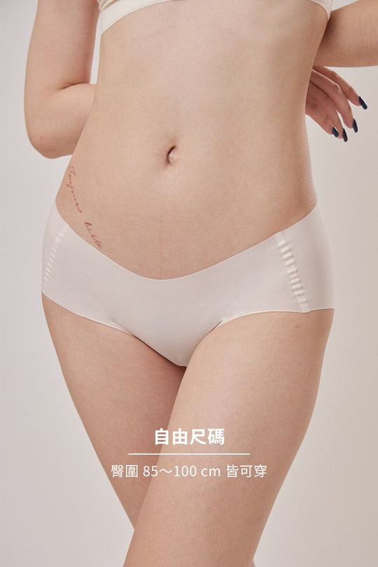 無痕・直紋裸色面膜內褲｜純黑