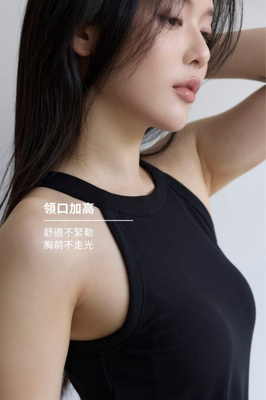 繞頸削肩 Bra Top｜黑