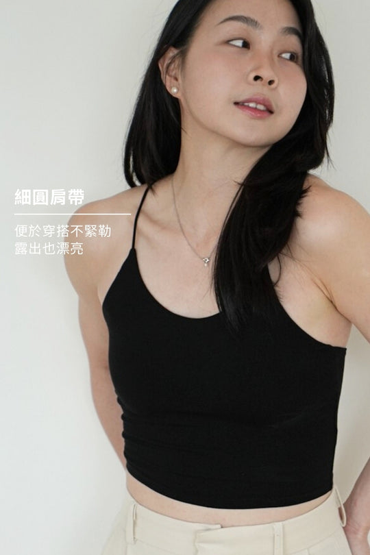 細肩Ｙ型長版 Bra Top｜黑