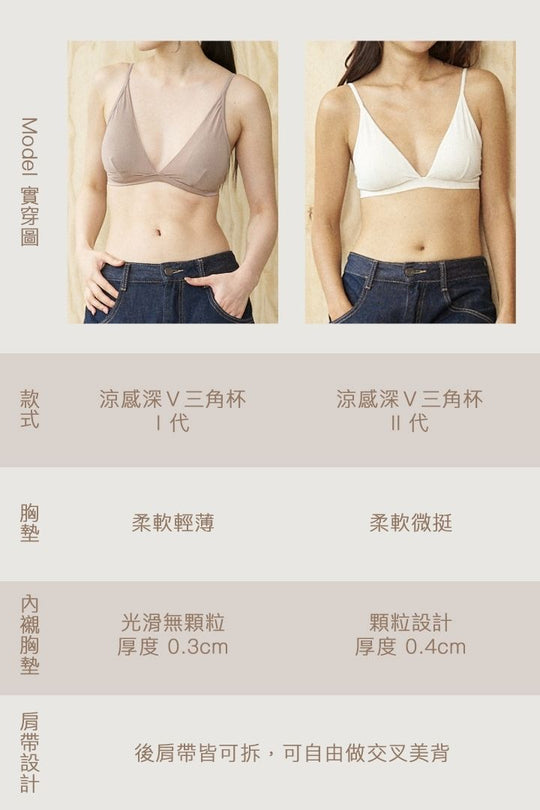 柔亮・涼感深Ｖ三角杯 II 代｜米白