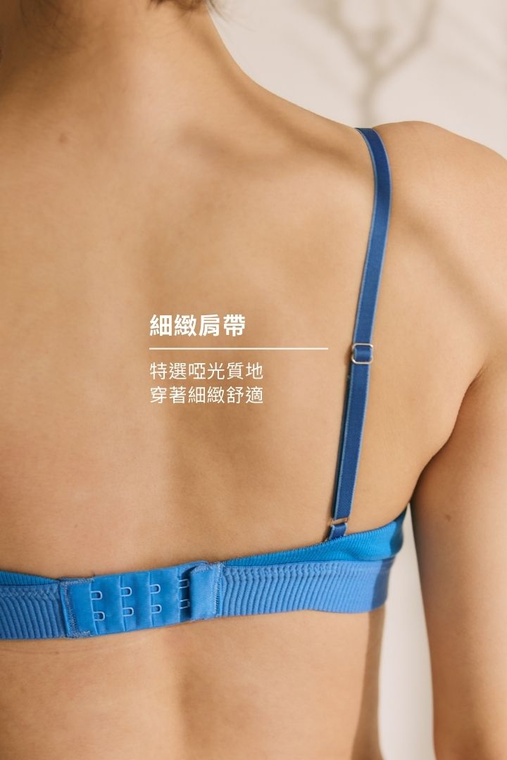 柔韌・螺紋比基尼三角杯 成套｜湛藍