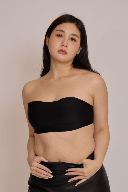 柔亮・雙層強支撐平口內衣｜黑色