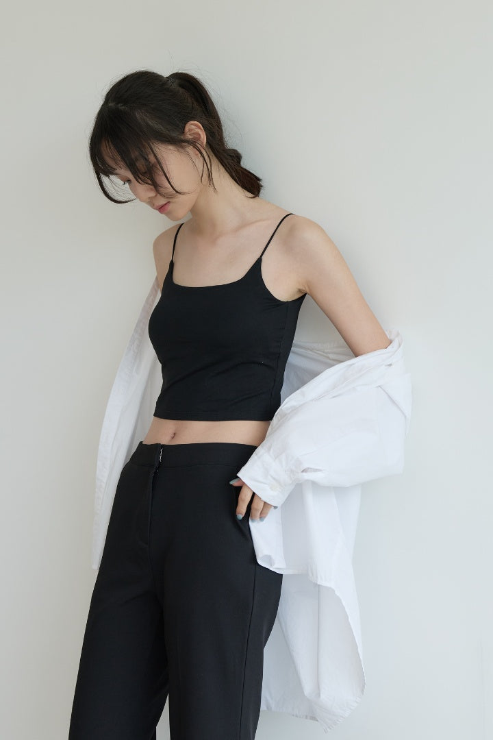 細肩挖背長版 Bra Top｜黑