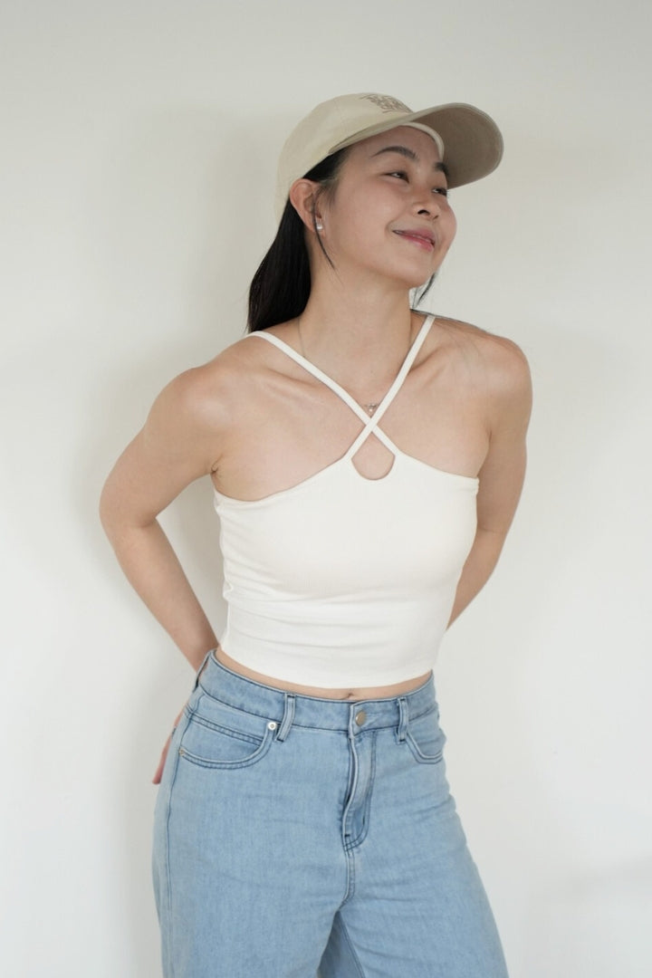 繞頸兩穿 Bra Top｜白