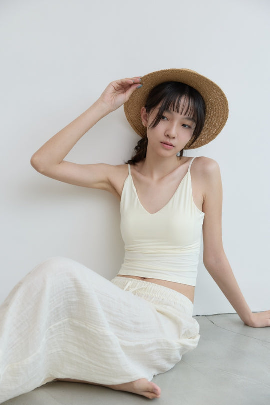 慕斯 V 領 Bra Top｜白