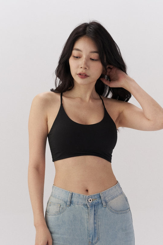 細肩 Y 型美背 Bra Top｜曜石黑