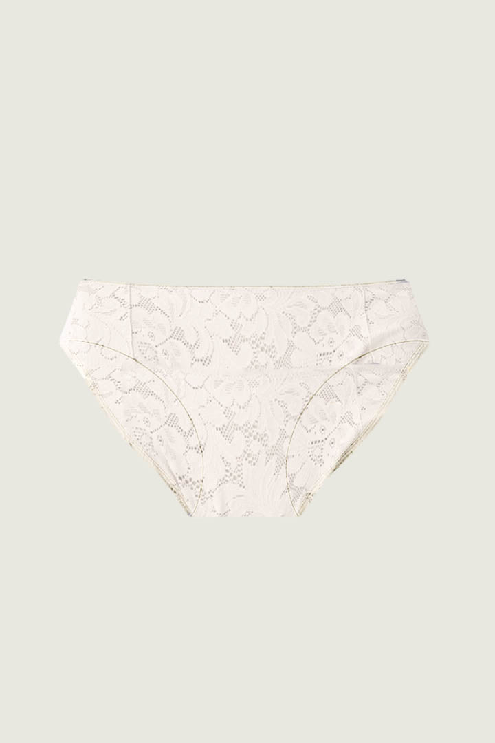 柔絲・蕾絲極簡三角褲｜乳白