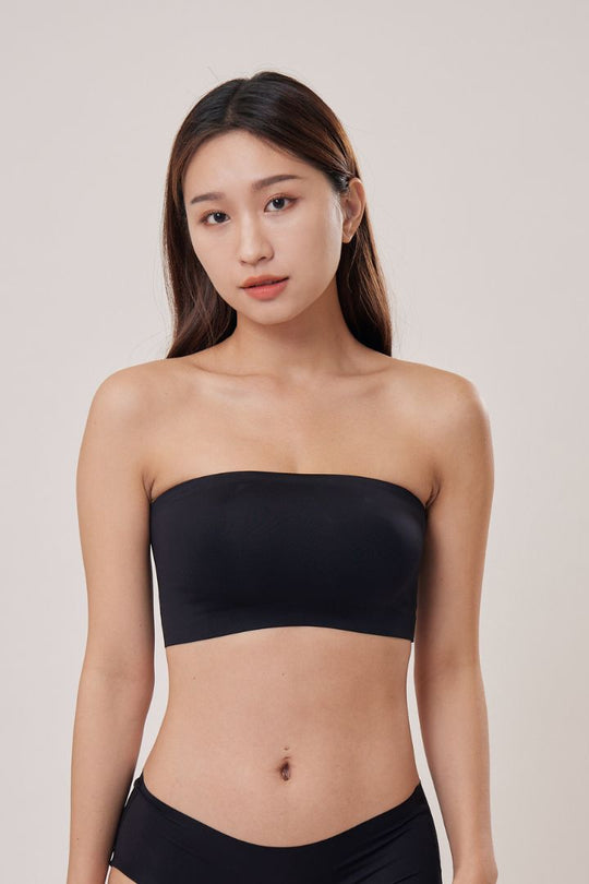 柔亮・無墊防滑平口內衣（附胸貼）｜黑色