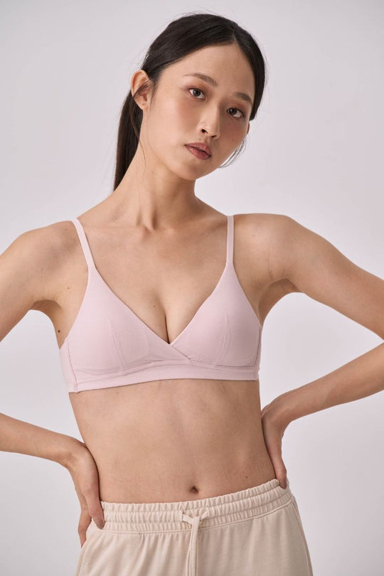 柔韌・棉質交叉三角杯｜藕粉