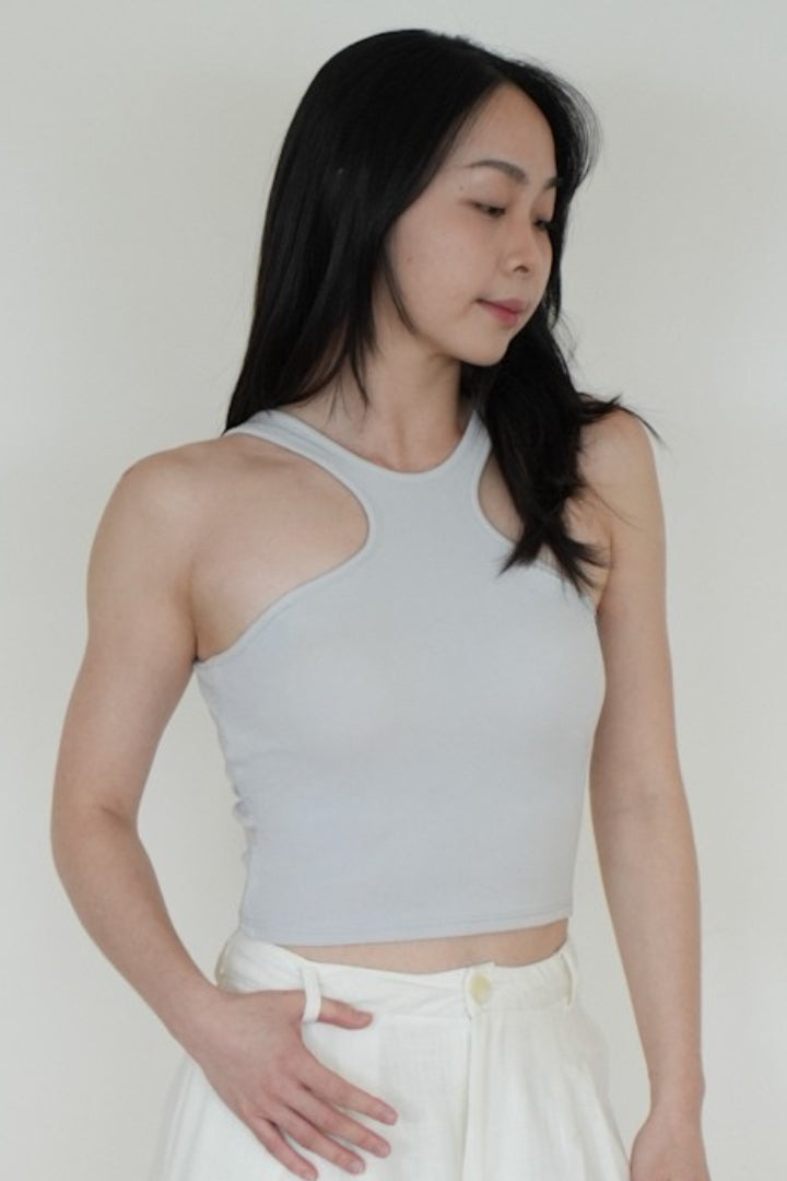 繞頸美肩 Bra Top｜淺灰藍