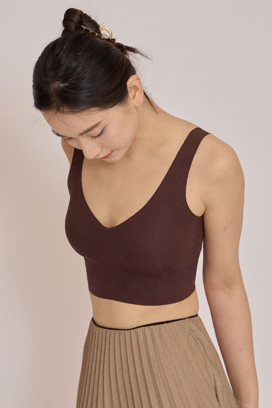 無痕・自由尺碼 V 領 加長款｜榛果棕