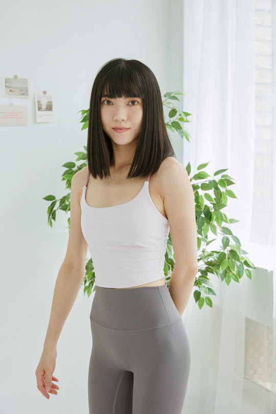 撞色細肩高強度運動內衣｜粉紫