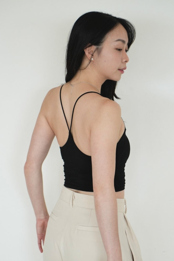 細肩Ｙ型長版 Bra Top｜白