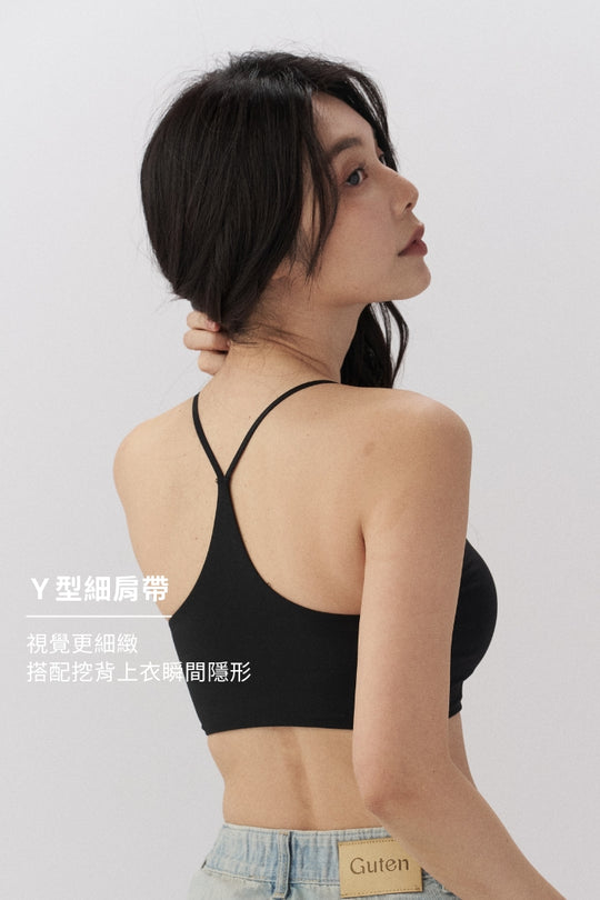 細肩 Y 型美背 Bra Top｜曜石黑