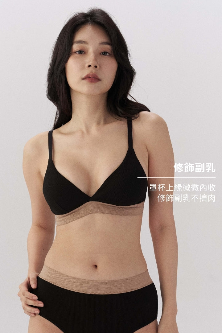 柔韌 · 美式深 V 拼色三角杯｜黑摩卡