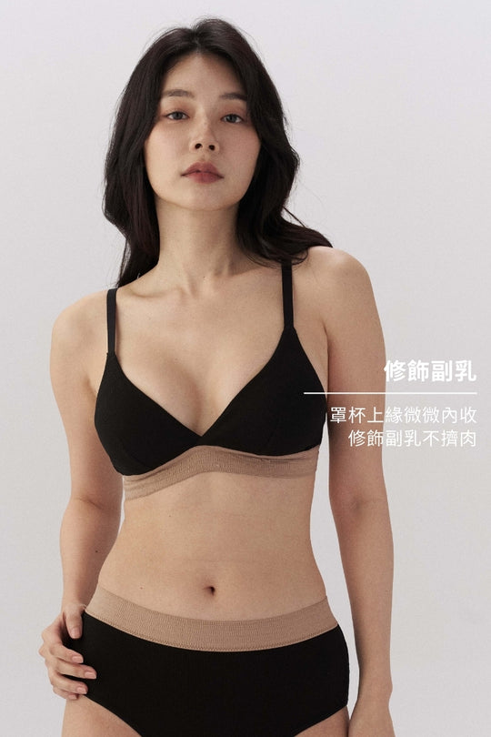 柔韌 · 美式深 V 拼色三角杯｜黑摩卡