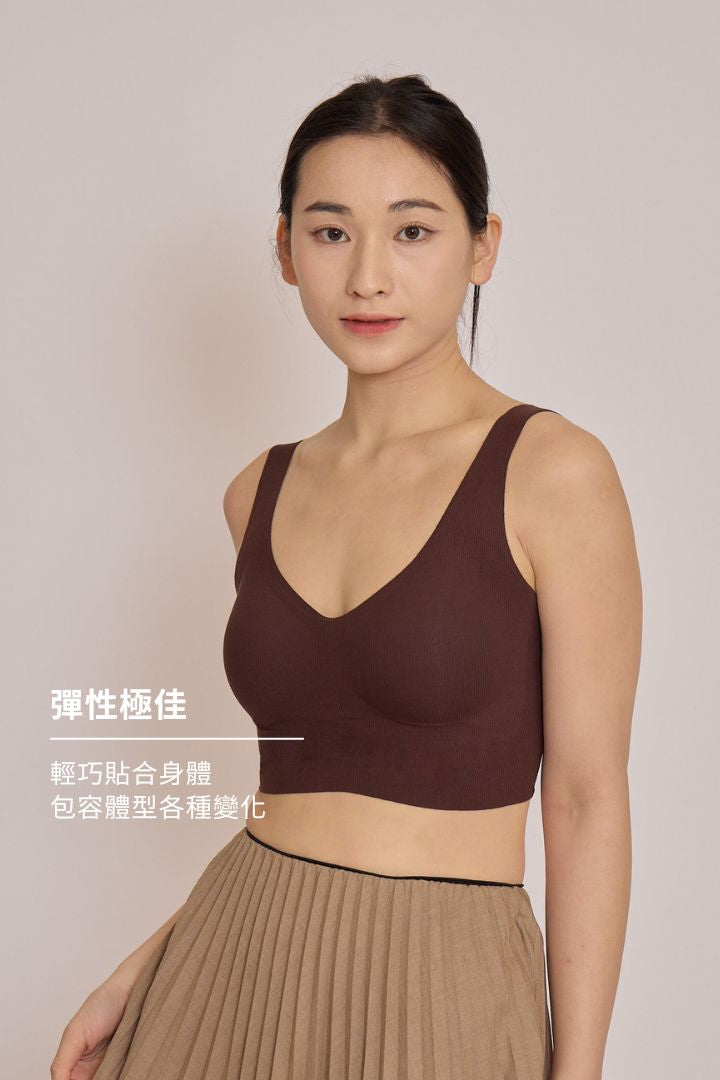 無痕・自由尺碼 V 領 加長款｜榛果棕