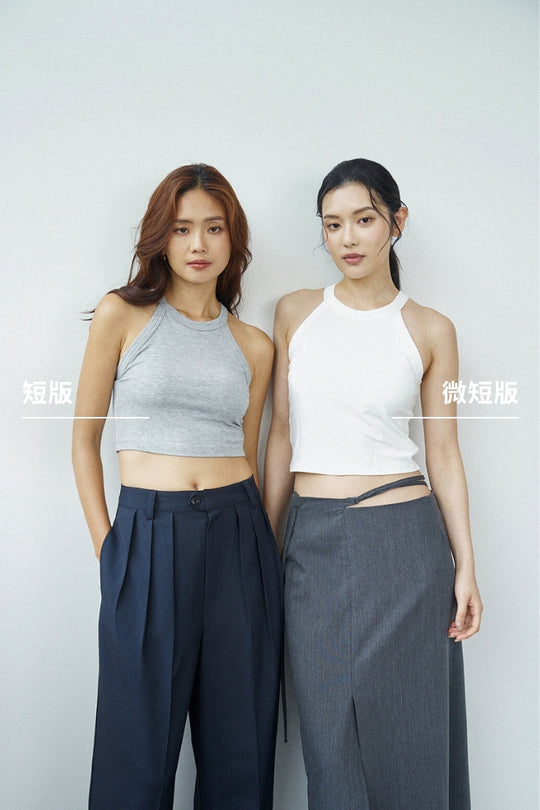 繞頸削肩 Bra Top｜灰