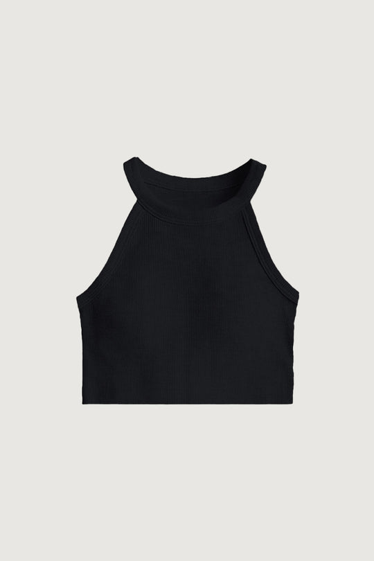 繞頸削肩 Bra Top｜黑
