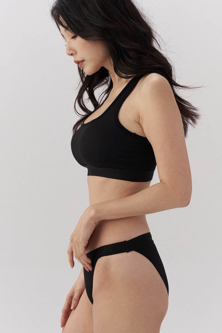 時尚條紋 Bra Top 成套｜黑